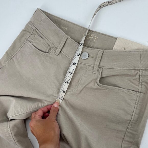 NWT LOFT Modern Straight Corduroy Low Rise Pants Womens 24P Classic Neutral - Picture 8 of 11
